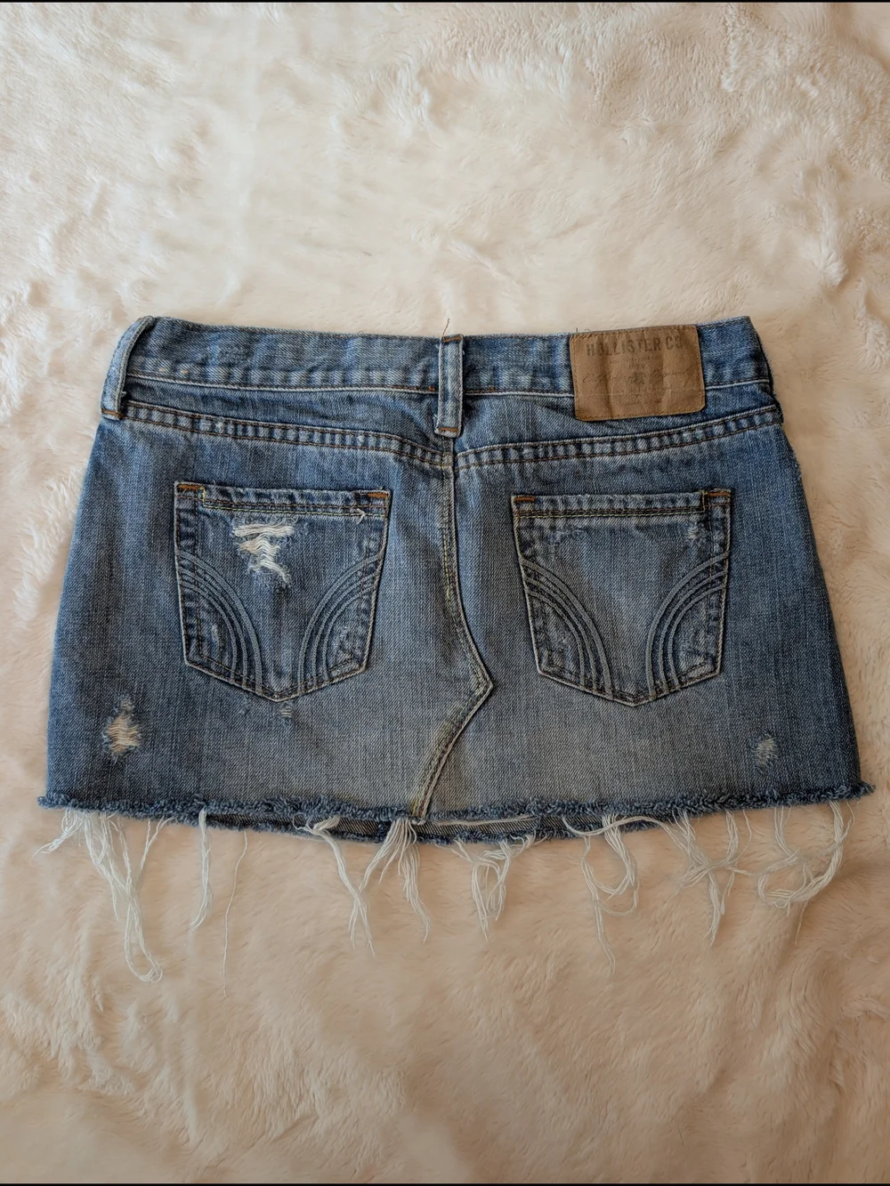 Hollister Light Blue Distressed Denim Mini Skirt Size 1 Y2K